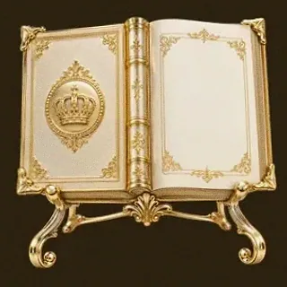 Ornate open book — Roospin